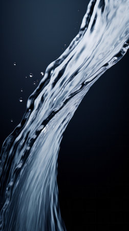 A close up of water splashing on a black backgroundの素材