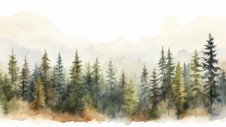 A colorful landscape of a dense woodland filled with vibrant treesの素材