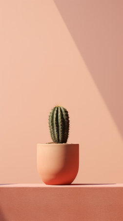 A Cactus in a Pot on a Shelfの素材