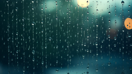 Rain Drops on a Window with a Street Lightの素材
