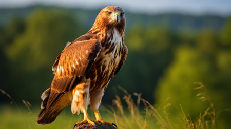 Bird of Prey Perched on Rockの素材