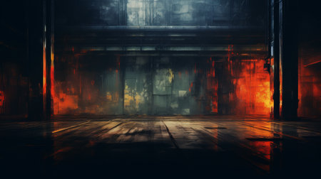 Empty scene with blue neon light asphalt blue street with smoke empy backgroundの素材