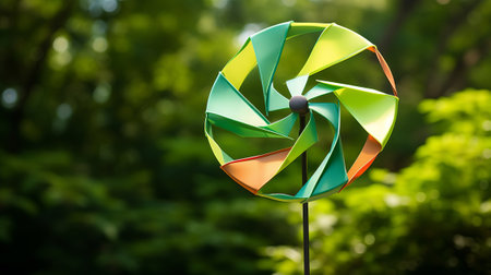 Verdant Whirl: A Pinwheel Dance in the Summer Breezeの素材