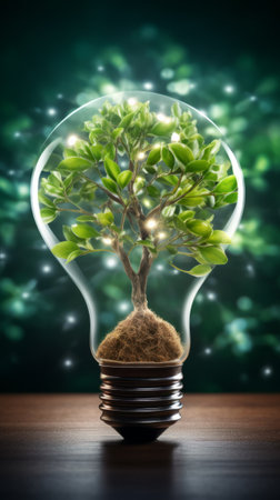 Illuminated Tree Encased in a Light Bulbの素材
