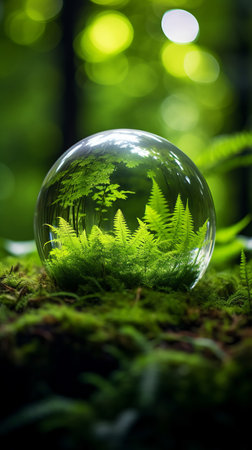 A glass ball with a plant inside of itの素材