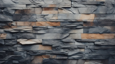 A diverse collection of rocks stacked together to form a sturdy stone wallの素材