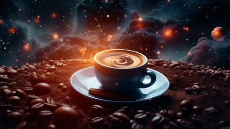 A cup of coffee sitting on top of a saucerの素材