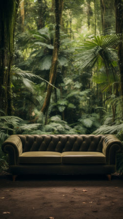 A Solitary Couch in the Serene Forestの素材