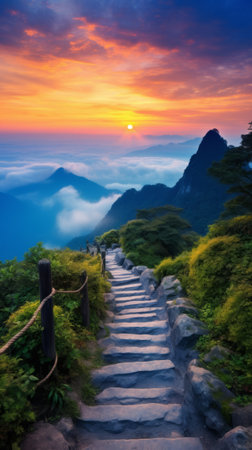 A Majestic Stairway Ascending to the Summitの素材