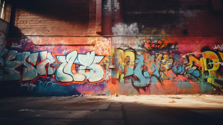 A wall that has some graffiti on itの素材