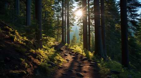Sunlight Filtering Through the Forest Canopyの素材