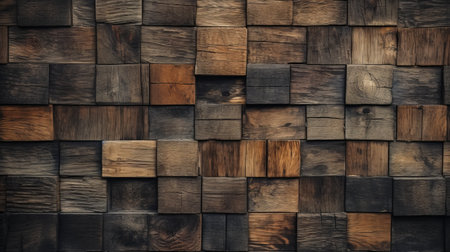 A vibrant display of multi-colored wooden planks forming a unique wallの素材