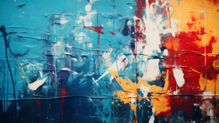 A vibrant and colorful abstract artwork in primary colorsの素材