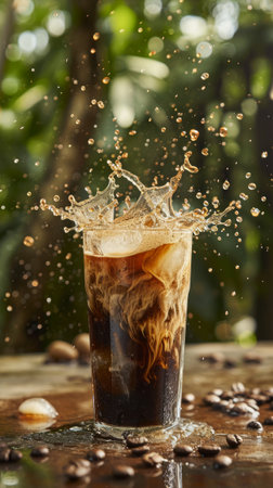 Refreshing Beverage With a Splash of Water On Topの素材