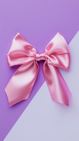 Pink Bow on Purple and White Backgroundの素材