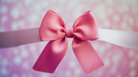 Close Up of Pink Bow on White Ribbonの素材