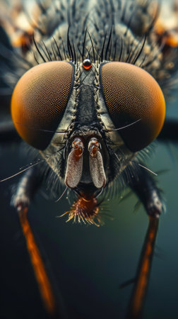 Close-up View of a Flys Face Revealing Intricate Details of Its Anatomyの素材