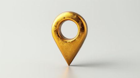 Pristine Golden Map Pin on White Backdropの素材