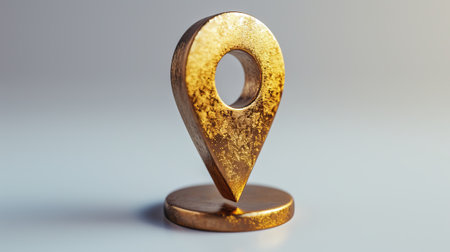 Pristine Golden Map Pin on White Backdropの素材