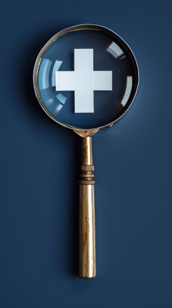 Magnifying Glass With Cross, An Aid for Close Examination and Detailed Analysisの素材