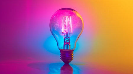 Bright Light Bulb on Table, Illuminating the Space With Radiant Glowの素材