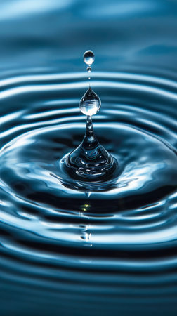 Single Water Droplet Suspended in Clear Waterの素材