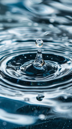 A Drop of Water Submerged in Clear Water Ripples, Abstract Nature Photographyの素材