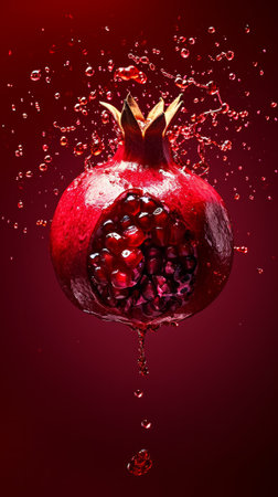 Pomegranate Dropped Into Water Creates a Mesmerizing Display of Motion and Colorの素材