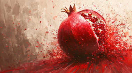 Painting of Pomegranate on Tableの素材