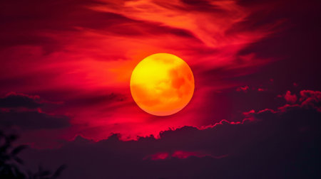 Vibrant Sunset Over Cloudy Skyの素材
