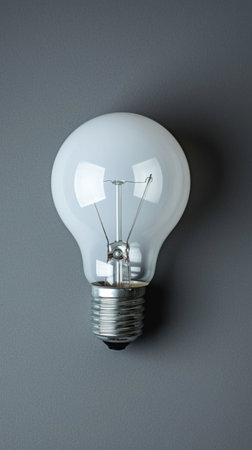 White Light Bulb Illuminating Gray Wallの素材