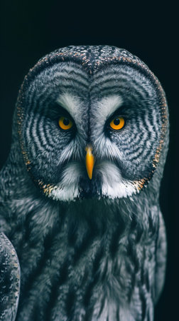 Close-Up of Owl With Yellow Eyes in Natural Habitatの素材