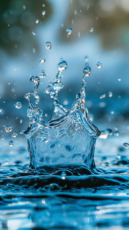 Dynamic Water Splash in Blue Tones - High-Speed Liquid Photographyの素材