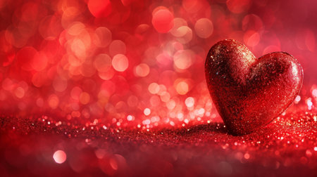 Red Heart-shaped Object on Red Backgroundの素材