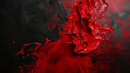 Red and Black Abstract Painting With Bold Brushstrokesの素材