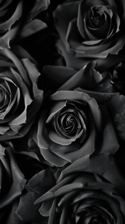 Black and white close-up of rosesの素材