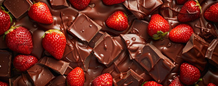 Strawberries and melted chocolateの素材