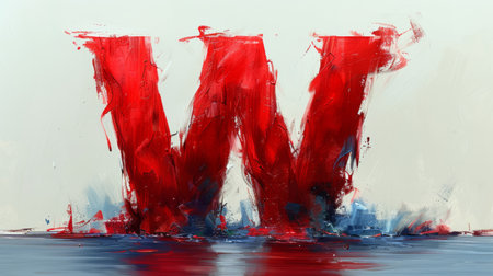 Textured Red Letter W Paintingの素材