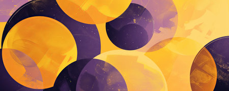 Abstract circular shapes with yellow and purple tonesの素材