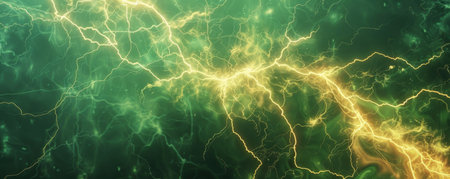 Electric bolt on green background, abstract energy conceptの素材