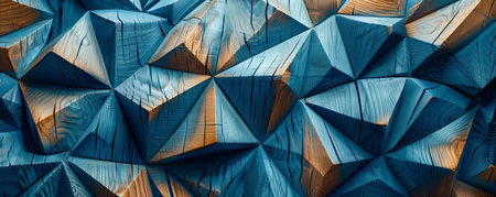 Abstract geometric wooden pattern, blue and brown tones. Modern art and design conceptの素材