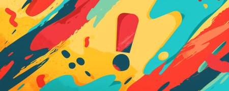 Abstract colorful exclamation mark on a bright backgroundの素材
