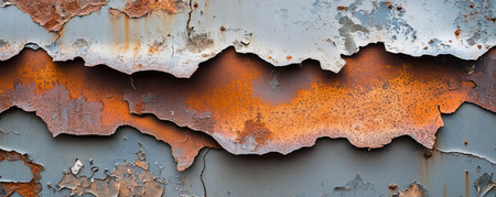 Close-up of rusty and peeling metal surface, abstract texture art. Oxidation and decay conceptの素材