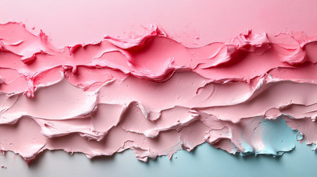 Abstract textured painting with pink and blue shades, close-up view. Modern art and creative conceptの素材
