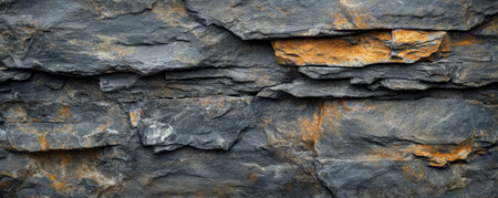 Layered stone texture with shades of gray and orangeの素材