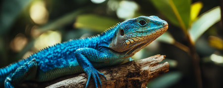 Blue iguana on a branch in natural habitatの素材