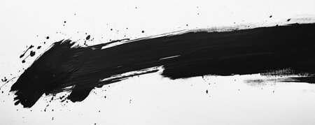Abstract black brushstroke on white background, artistic expression conceptの素材