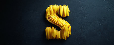 Spaghetti shaped into letter s on dark backgroundの素材