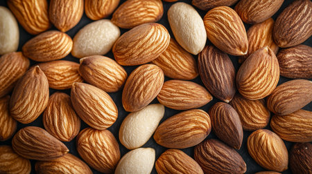 Close-up of assorted almond nuts, texture conceptの素材