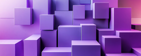 Abstract geometric composition with purple and pink cubesの素材